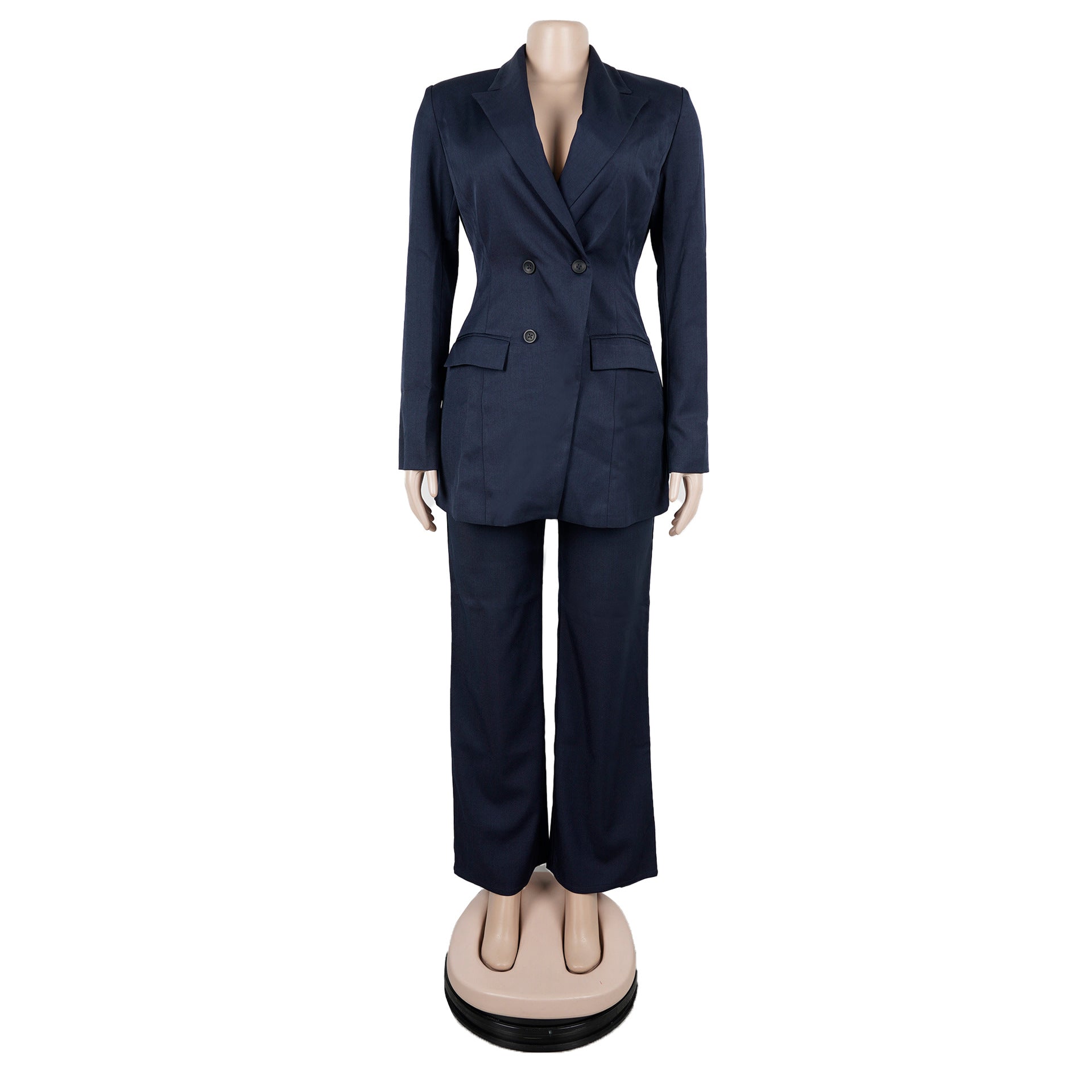 Women Elegant Turndown Collar Blazer and Pants Two-Piece Set 9