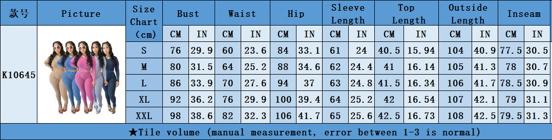 Women Sexy Ribbed Long Sleeve Top and Pant Two-piece Set 14