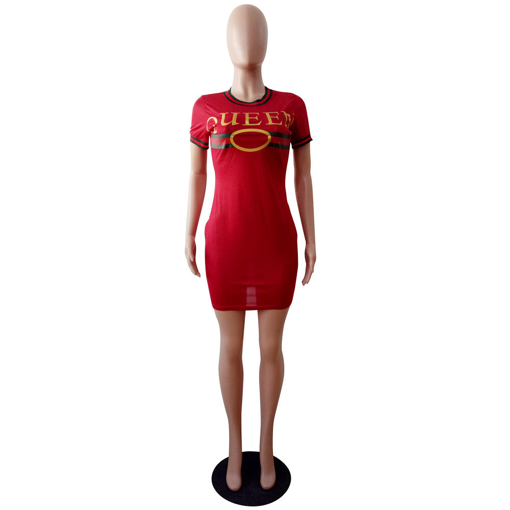 Women Summer Striped Letter Dress 21