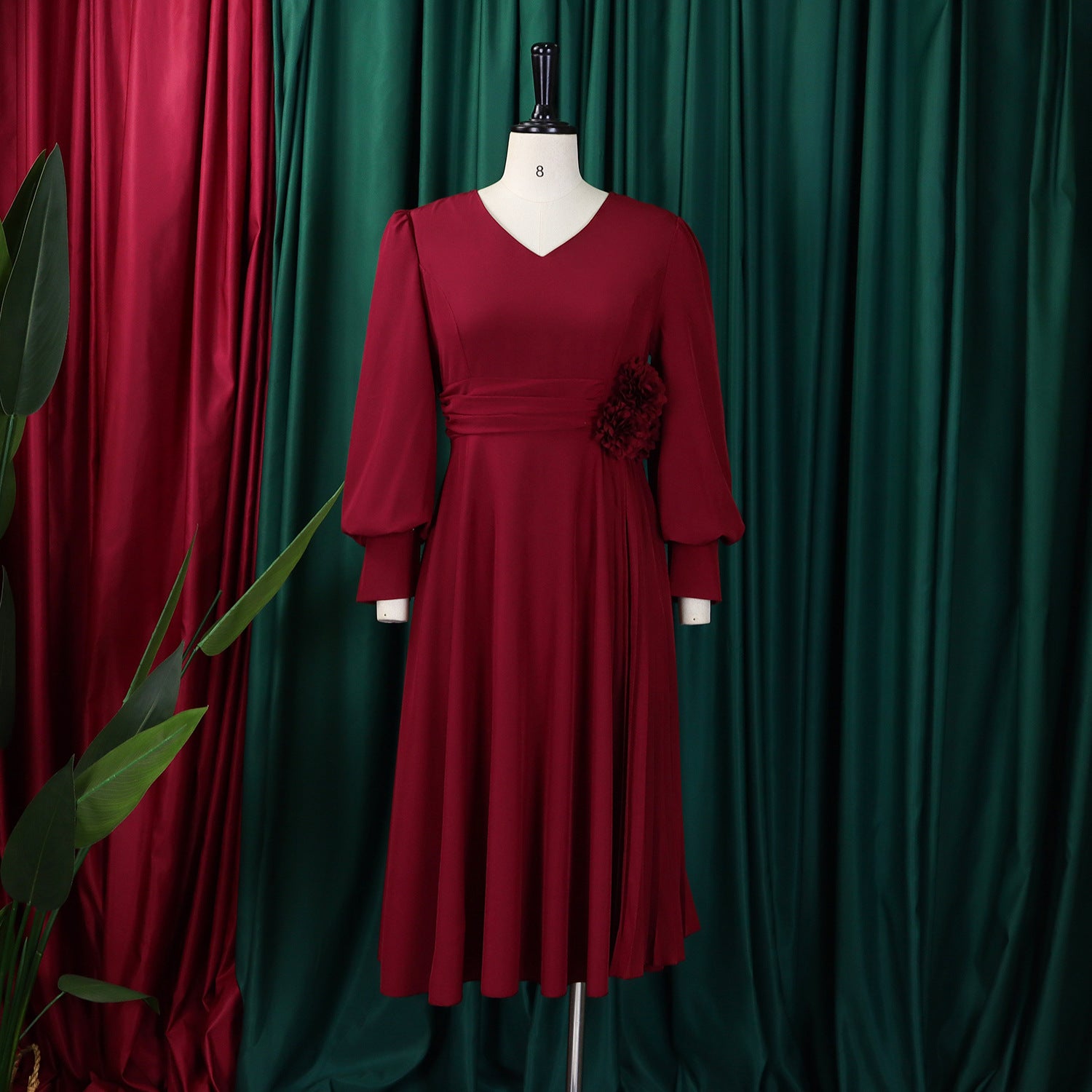 Plus Size Spring Elegant Solid Dress for Women 12