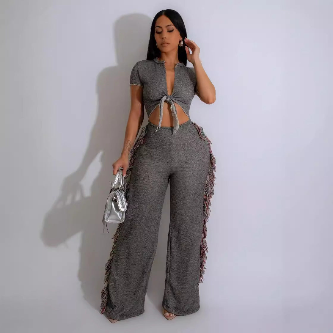Women Sexy Lace-Up Tassel Jumpsuit 5