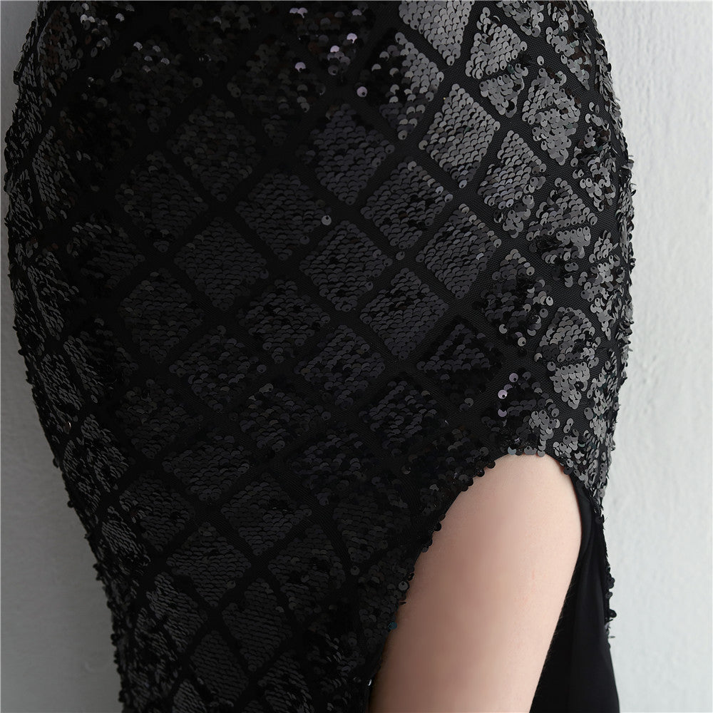 Sequined Strap Slit Bodycon Sexy Long Evening Dress 35