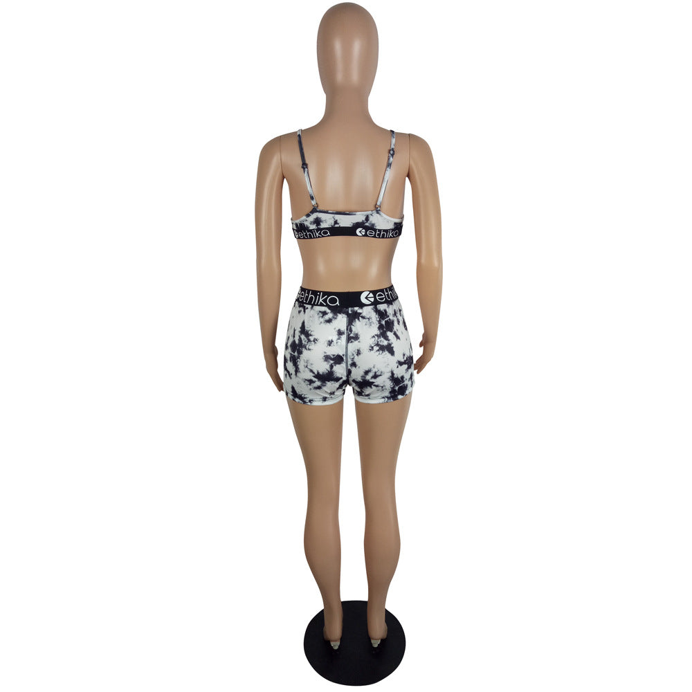 Women's Summer Sexy Printed Camisole Shorts Two-Piece Set 12
