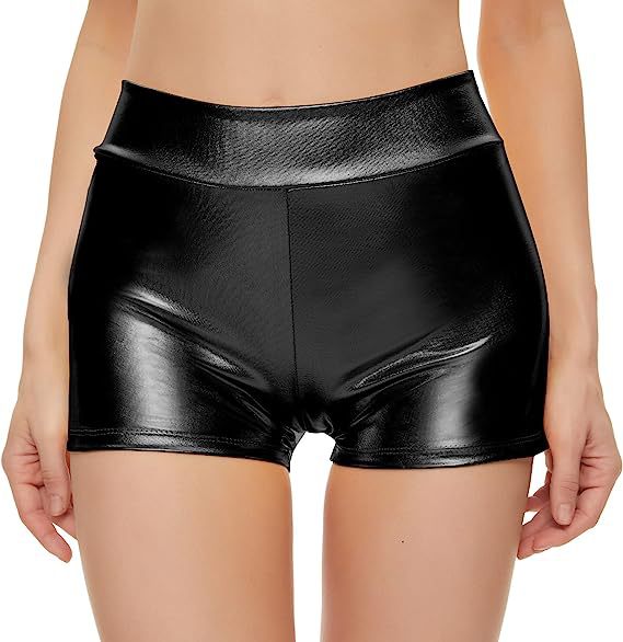 Fitting High-Waist Nightclub Shorts Sexy Shinyleather Pants 12