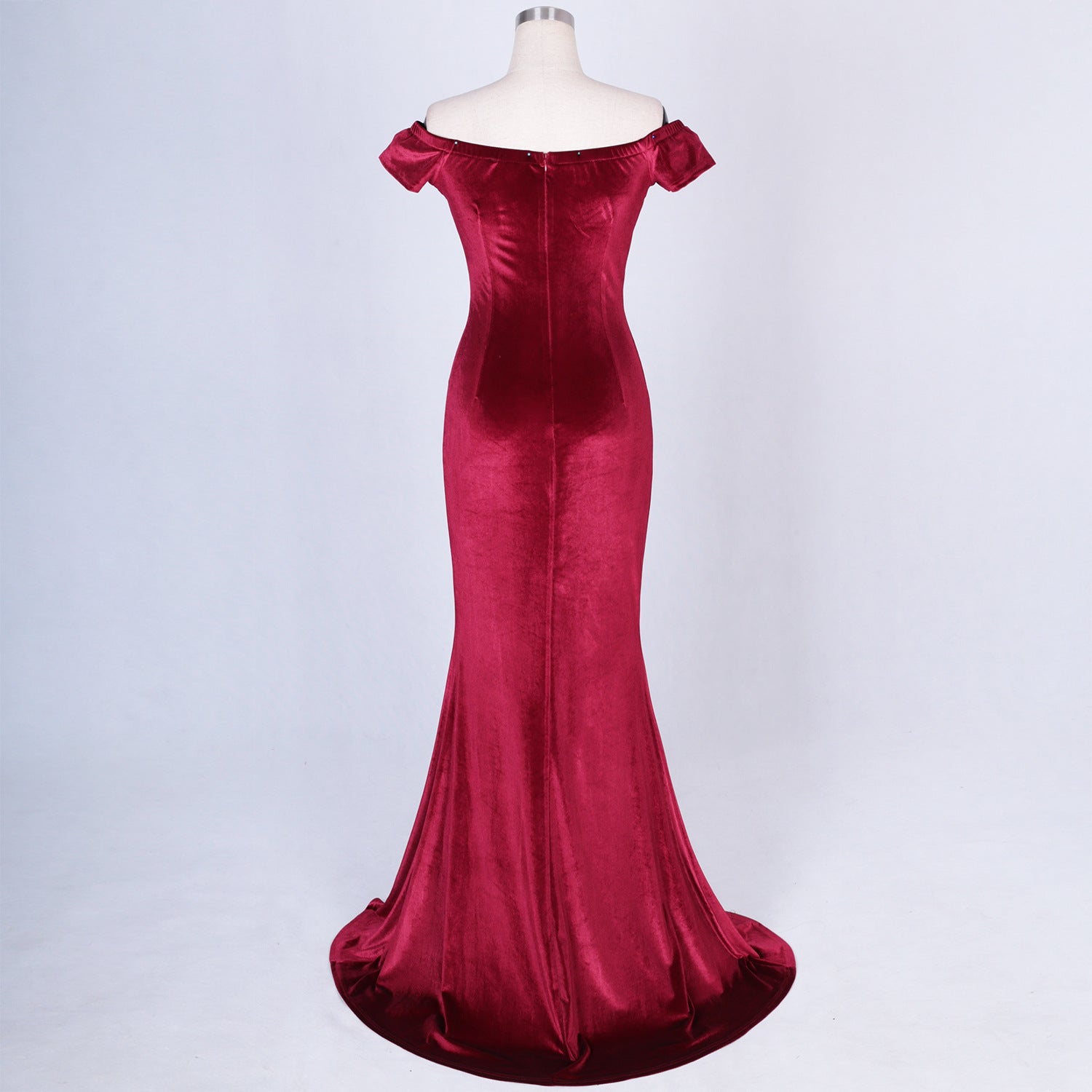 sexy off shoulder mermaid long velvet Formal Party evening dress 16
