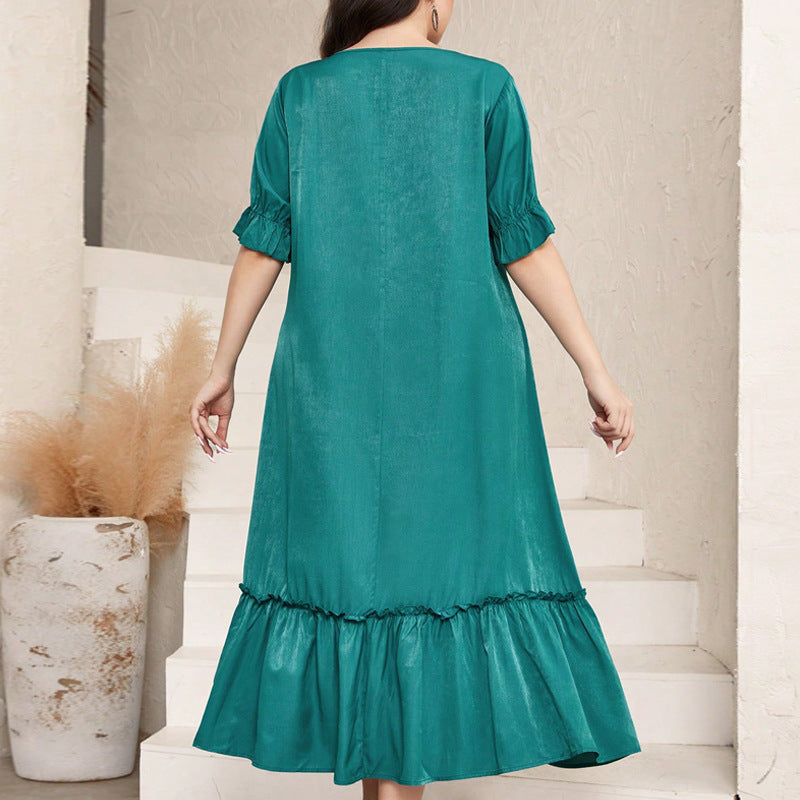 Plus size Women elegant career Loose Maxi Dress 3