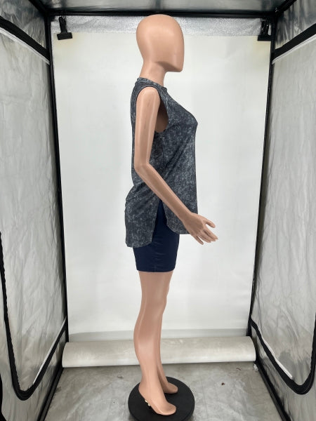 Fashion Ladies Print Casual Sport Sleeveless Two-Piece Shorts Set 19