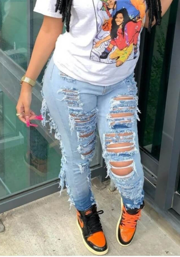 Autumn Street Trendy High Waist Elastic Denim Pants Women's Jeans