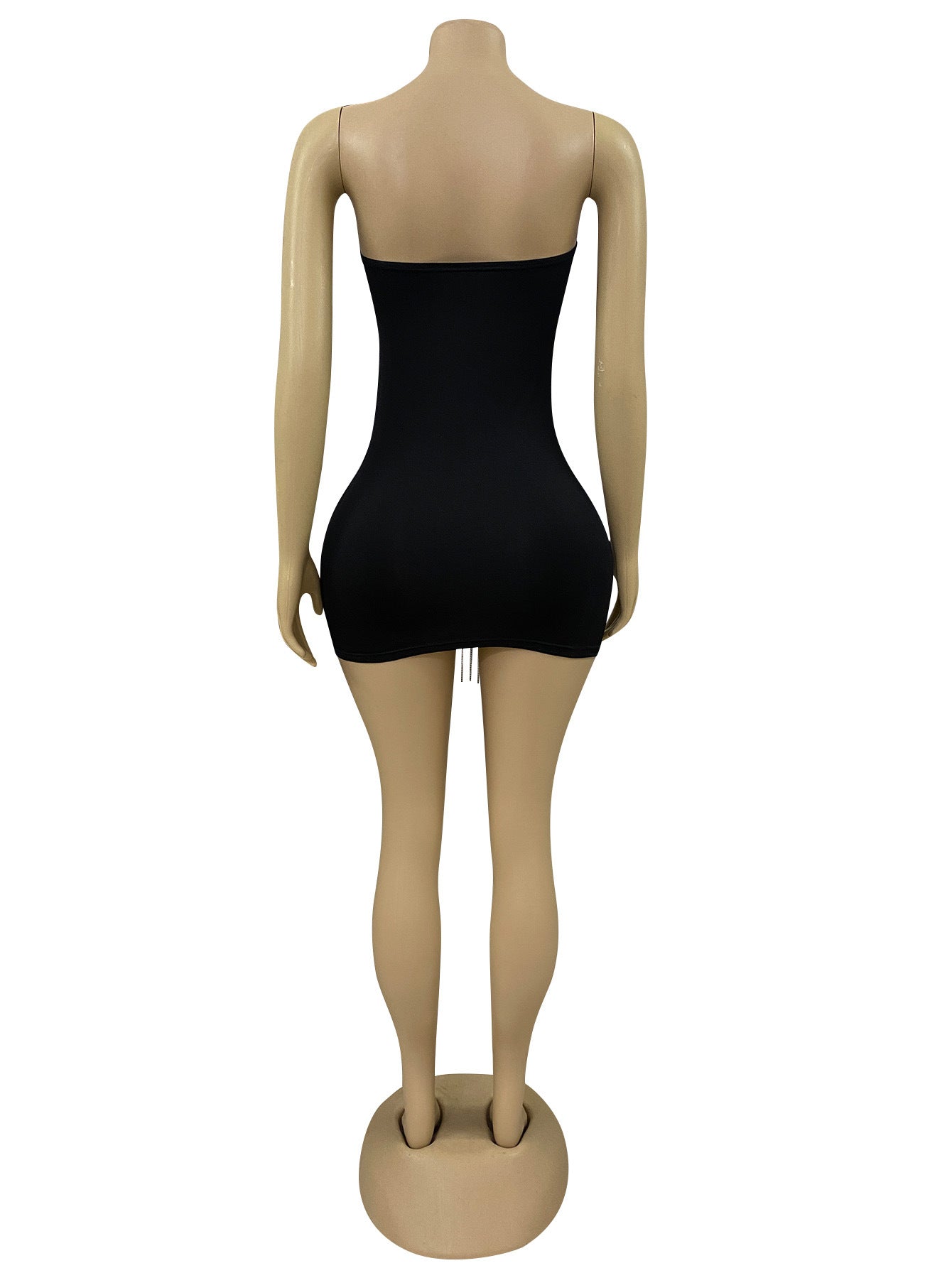 Women sexy mesh patchwork diamond tassel dress 5