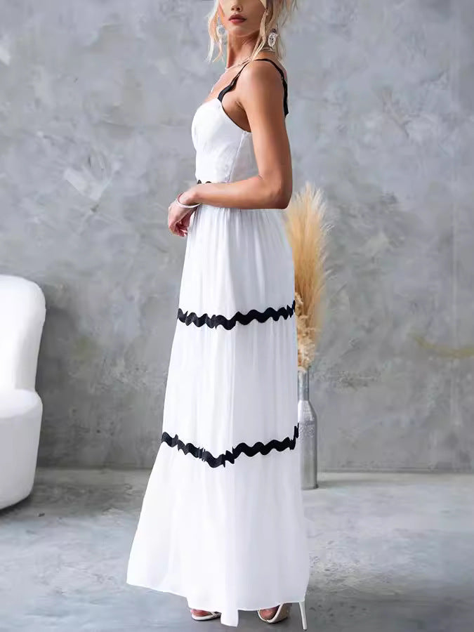 Women's Lace Strap Patchwork Dress