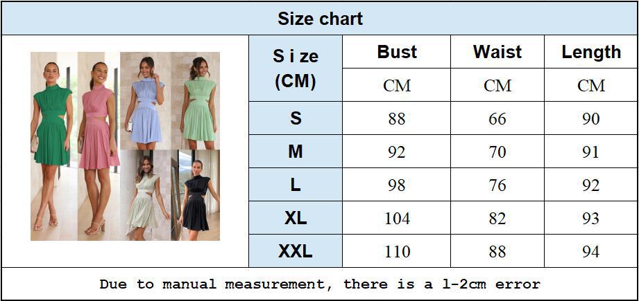 Women Summer Stand Collar Macaron Cut Out Maxi Dress 31