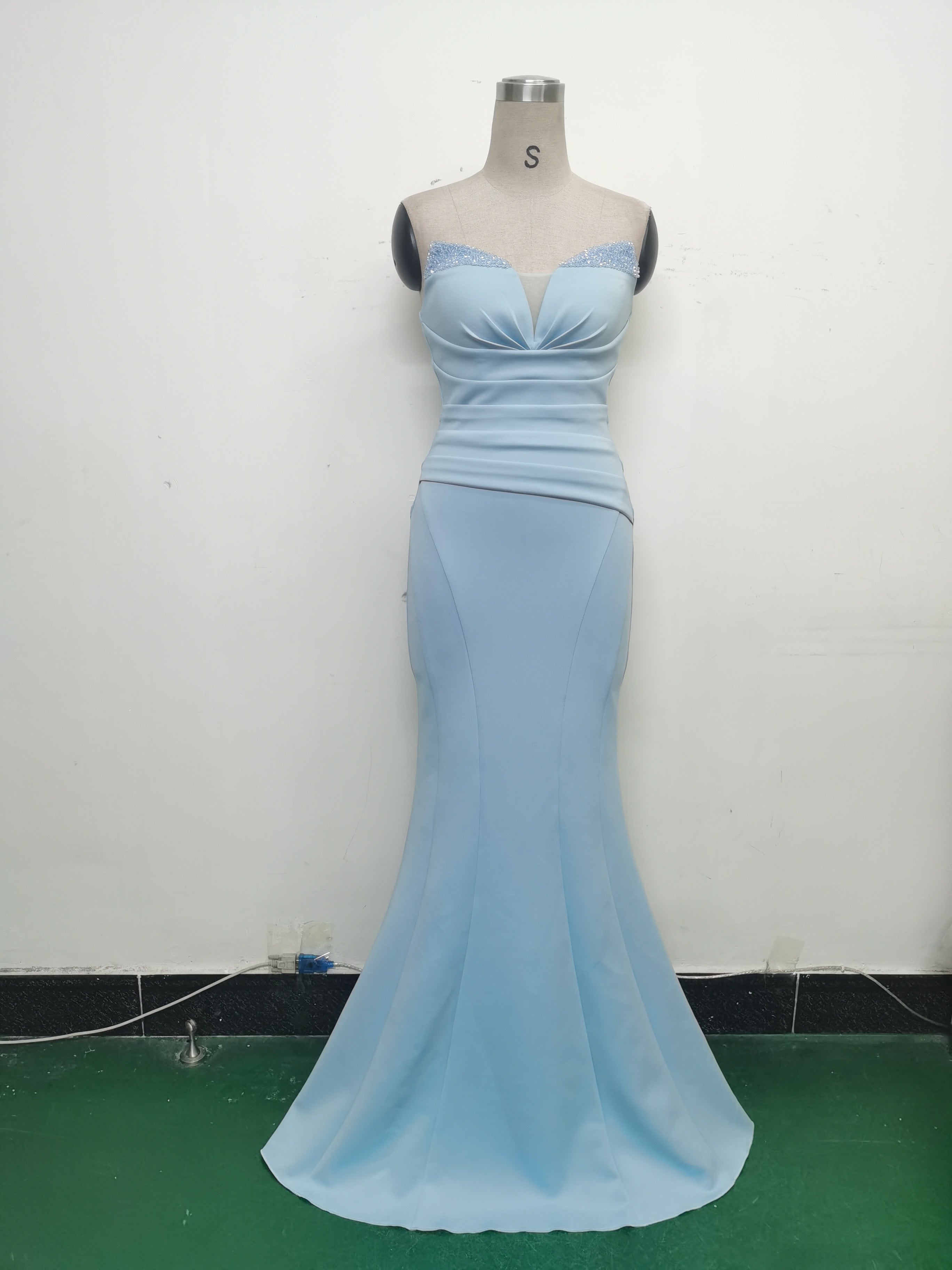 Women Satin Beaded Evening Dress 30