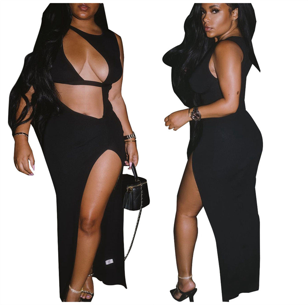 Spring summer women's fashion solid color asymmetrical sexy dress 6