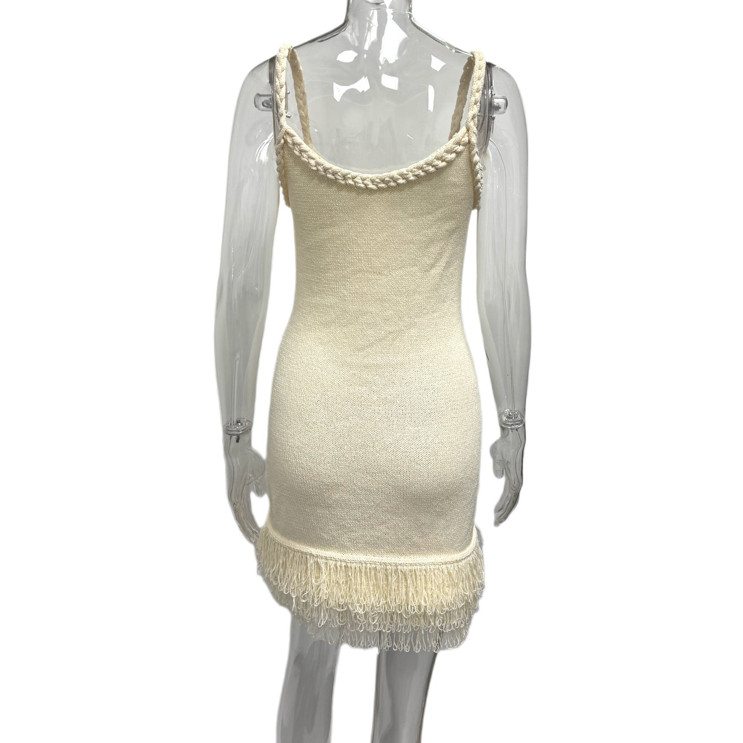 Spring-Summer Knitted Straps Fringed Bodycon Dress 11