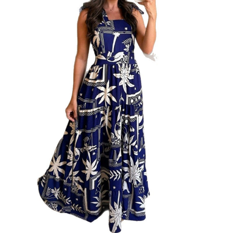 Fashion Print Strap Long Women's Dress 7