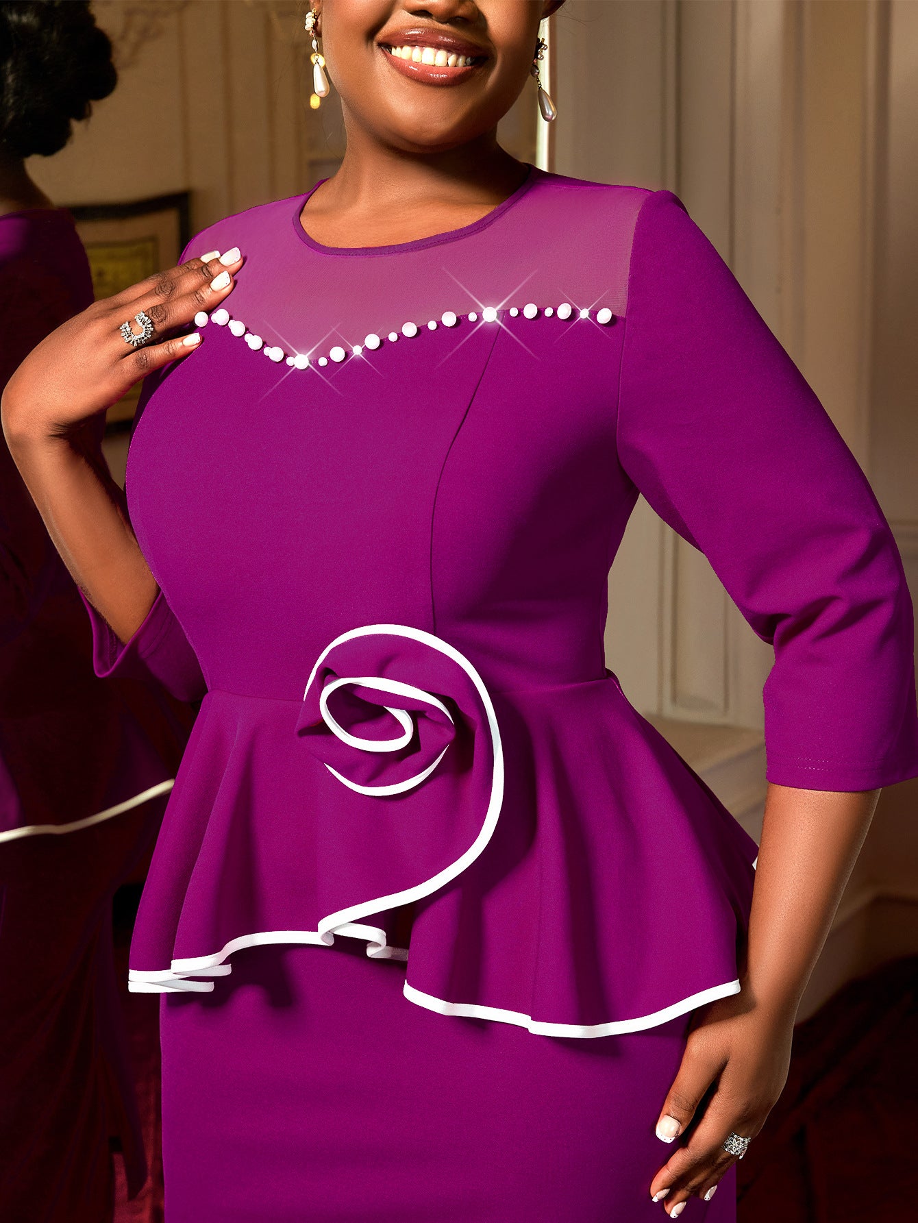 Plus Size Women ruffled bodycon Birthday Dress 4