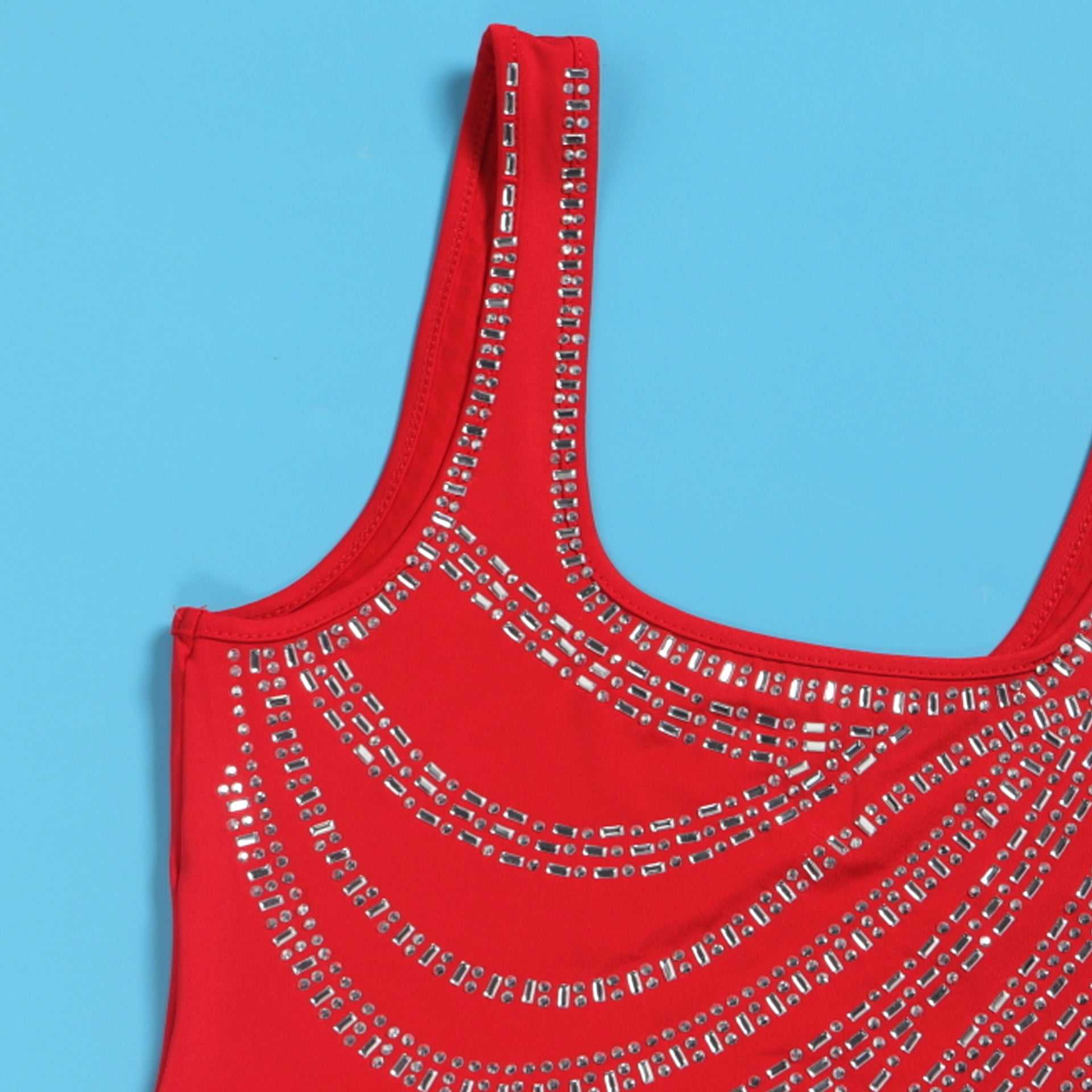 Women Sexy Beaded Sleeveless Bodycon Slit Dress 35