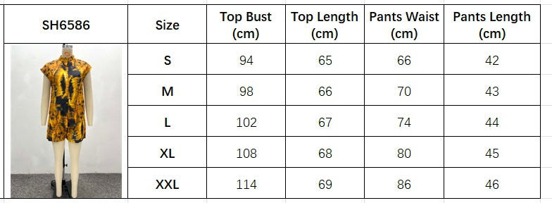 Women's Short Sleeve Turndown Collar Plus Size Print Shirt Casual Shorts African Fashion Loose Two-Piece Set 12