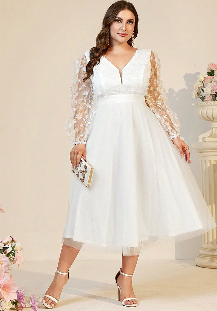 Plus Size Women Summer Party See-Through Mesh Dress