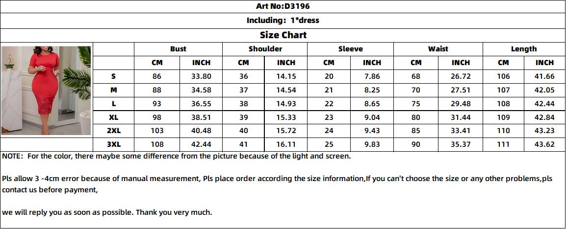 Plus Size Womenlace Patchwork Beaded Bodycon Dress 10