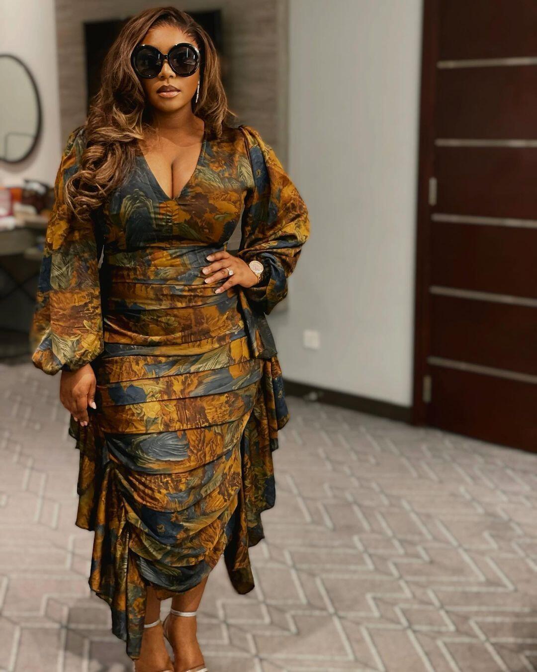 Sexy Printed Ruffled Balloon Sleeve Slim Long Sleeve Bodycon Dress 8