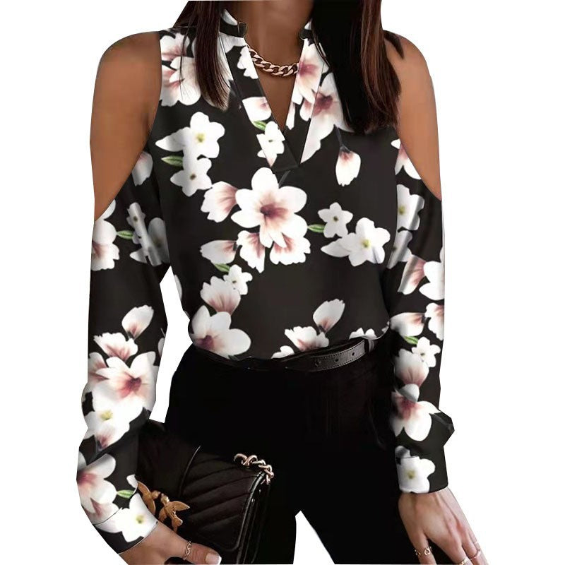 Autumn Cutout long sleeve print shirt 7