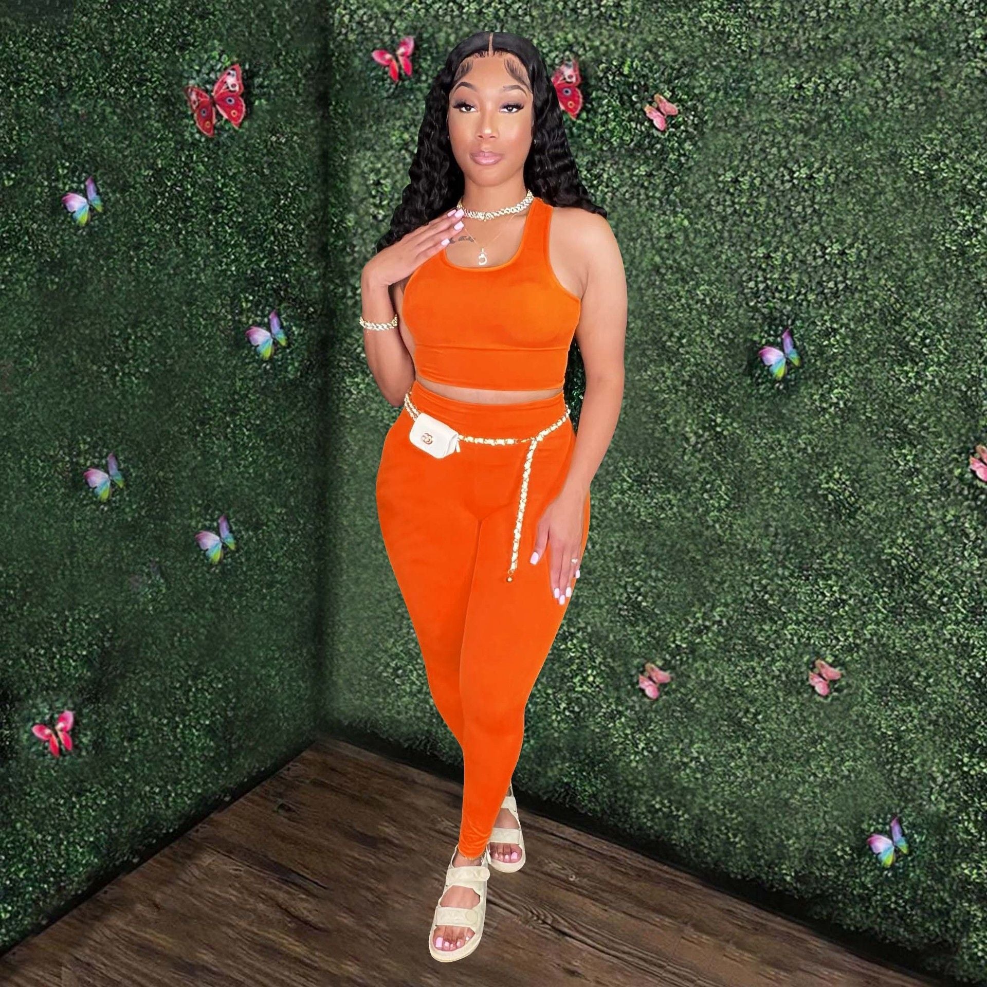 Women's Sexy Vest Outdoor Sports Tight Fitting Yoga Pants Two-Piece Set 10