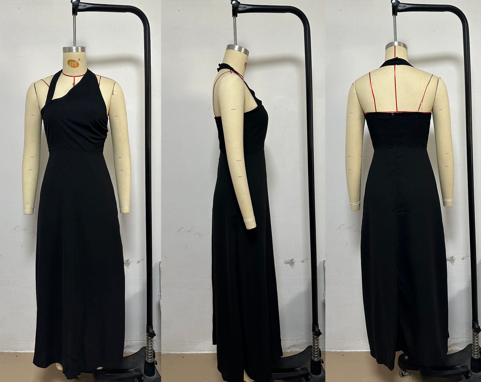 Women Summer Red Solid Sleeveless Backless Dress 6