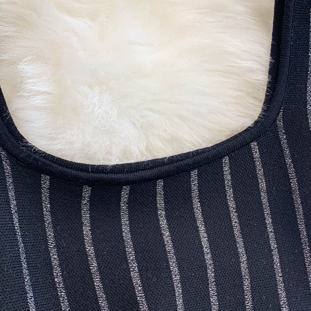 Chic Elegant Stripes Slim Waist Strap Knitting A-line Short Dress for Women 9