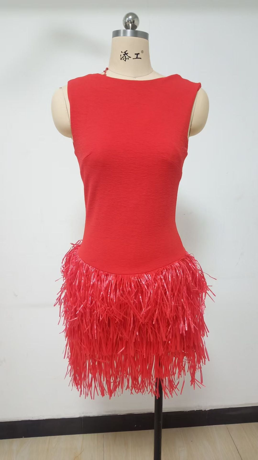 Round Neck Sleeveless Fashionable Ladies Tassel Short Party Dress 10