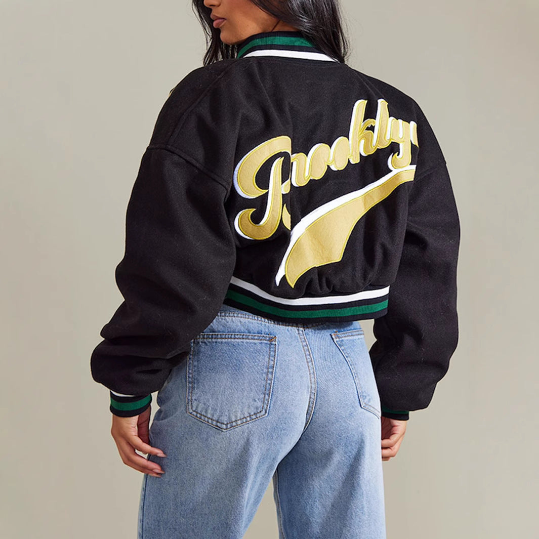 Women's Casual and Street Fashionable Sports Letter Print Jackets 3