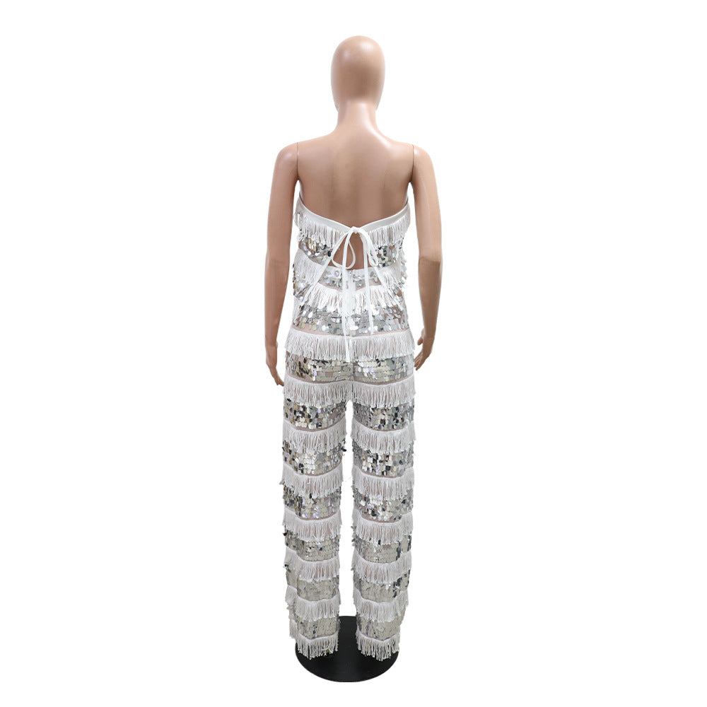 Strapless top loose trousers sexy two-piece Set for women 9