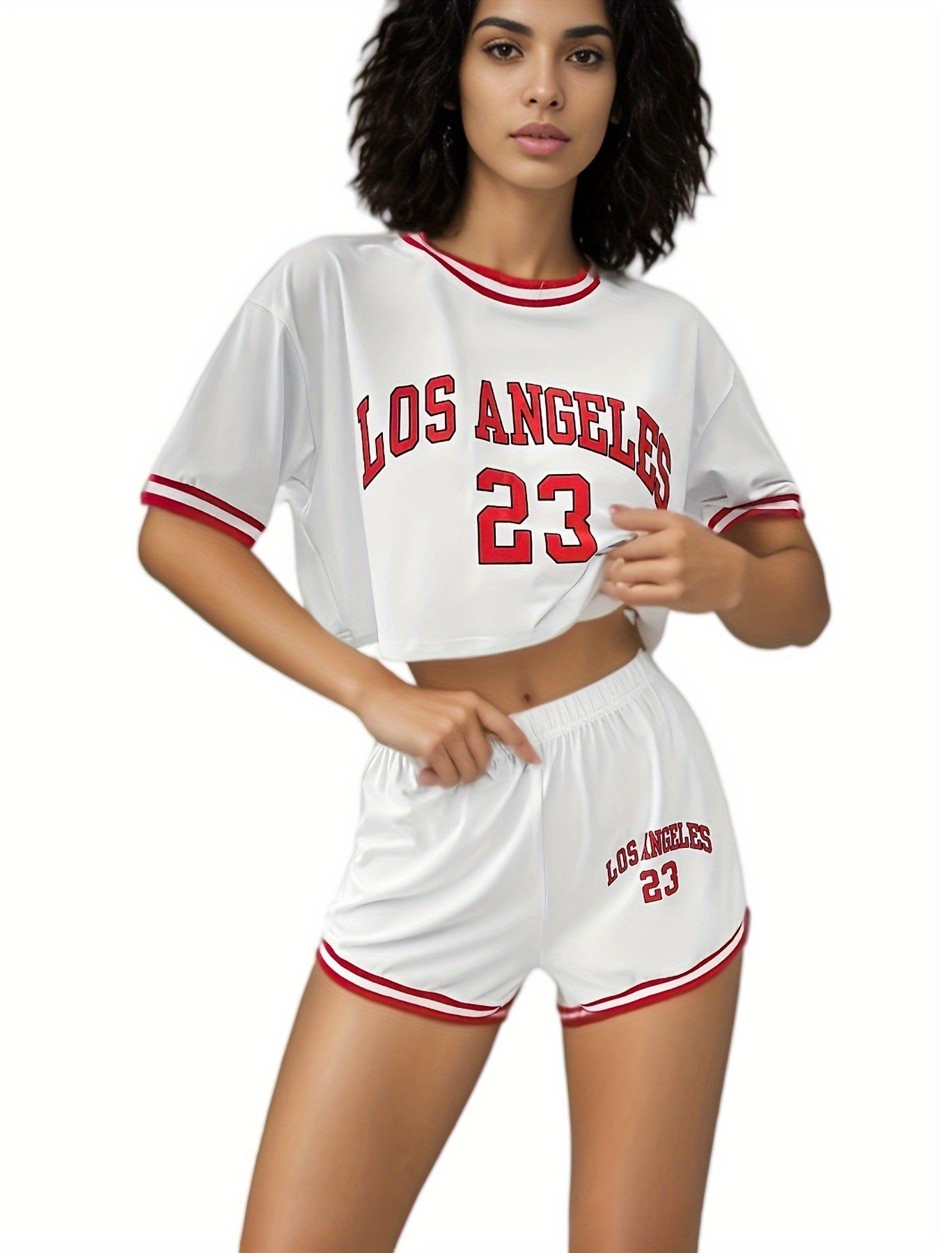 Women short-sleeved Top shorts Letter printed Two-piece set