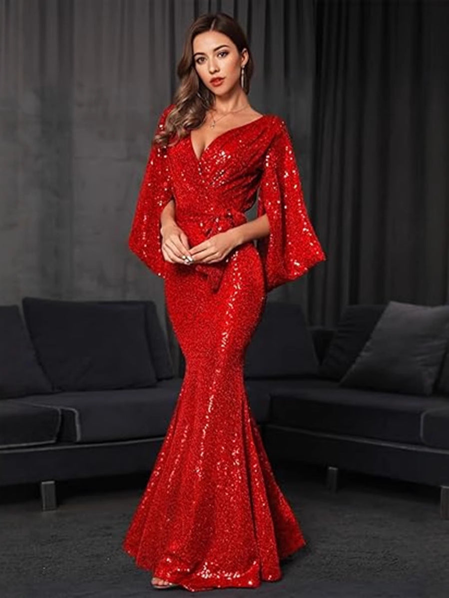 Bride Dress Sexy Slit Sequin Mermaid Long Evening Dress 4
