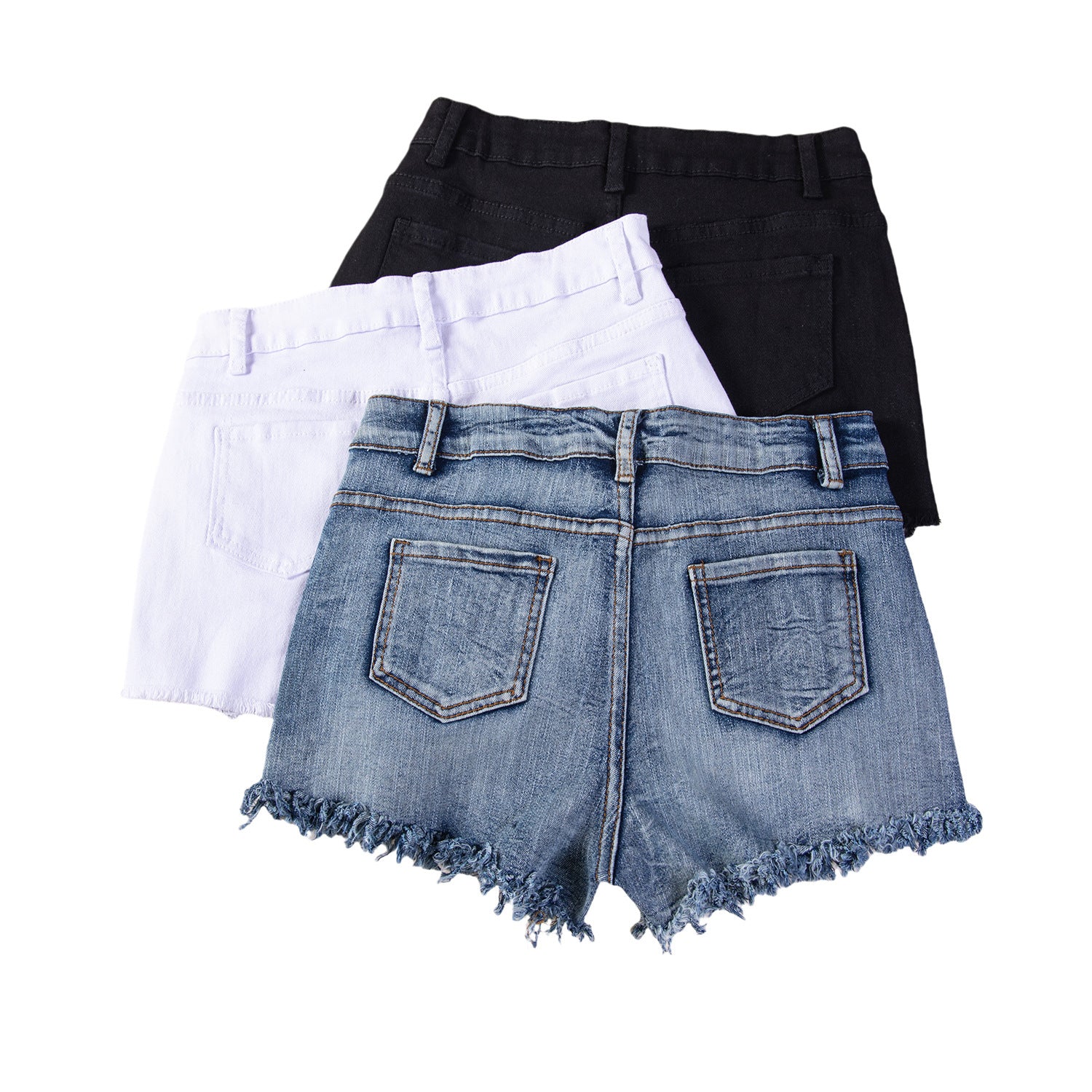 Sexy Casual High-Waist Plus Size Ripped Denim Shorts 16
