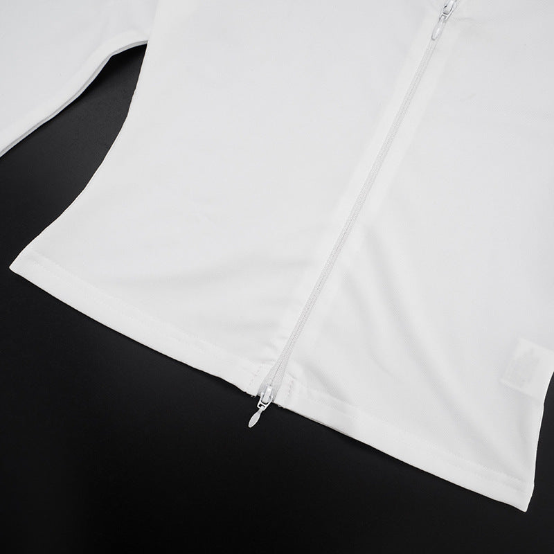 Women Autumn/Winter Stand Collar Zippered Top Shorts with Three-Piece Knee Pads 33