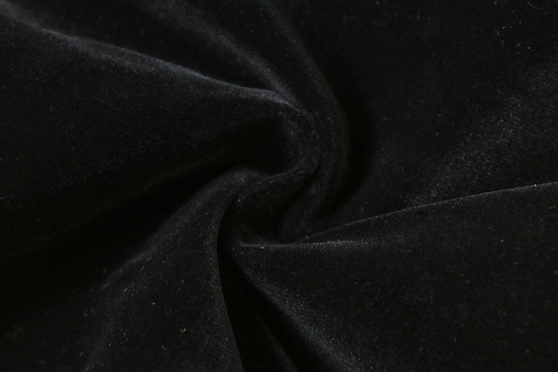 Winter Women's Strapless Velvet  Patchwork Puffy Short Dress 14