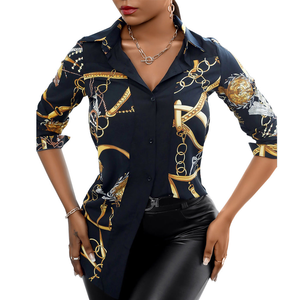 Sexy Fashion Printing Multi-Color Women's Shirt Dress 6
