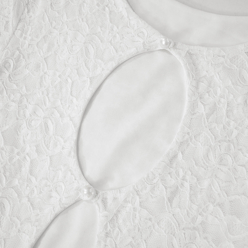 Spring Fashion Women's Slim Hollow Lace Patchwork Sexy Dress 14