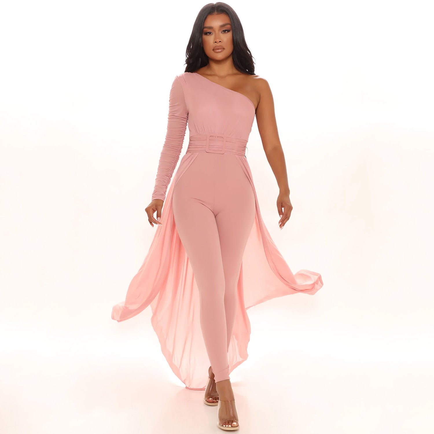 Summer Women Clothes Fashion Sexy One-Piece Long-Sleeve Jumpsuit Fake Two-Piece Set 4