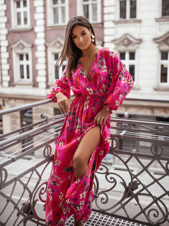 Autumn Fashionable Long Sleeve V-Neck Printed Dress 22