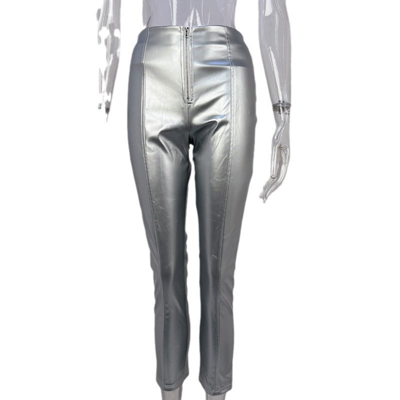 Women High Waist Pu Leather Pant 8