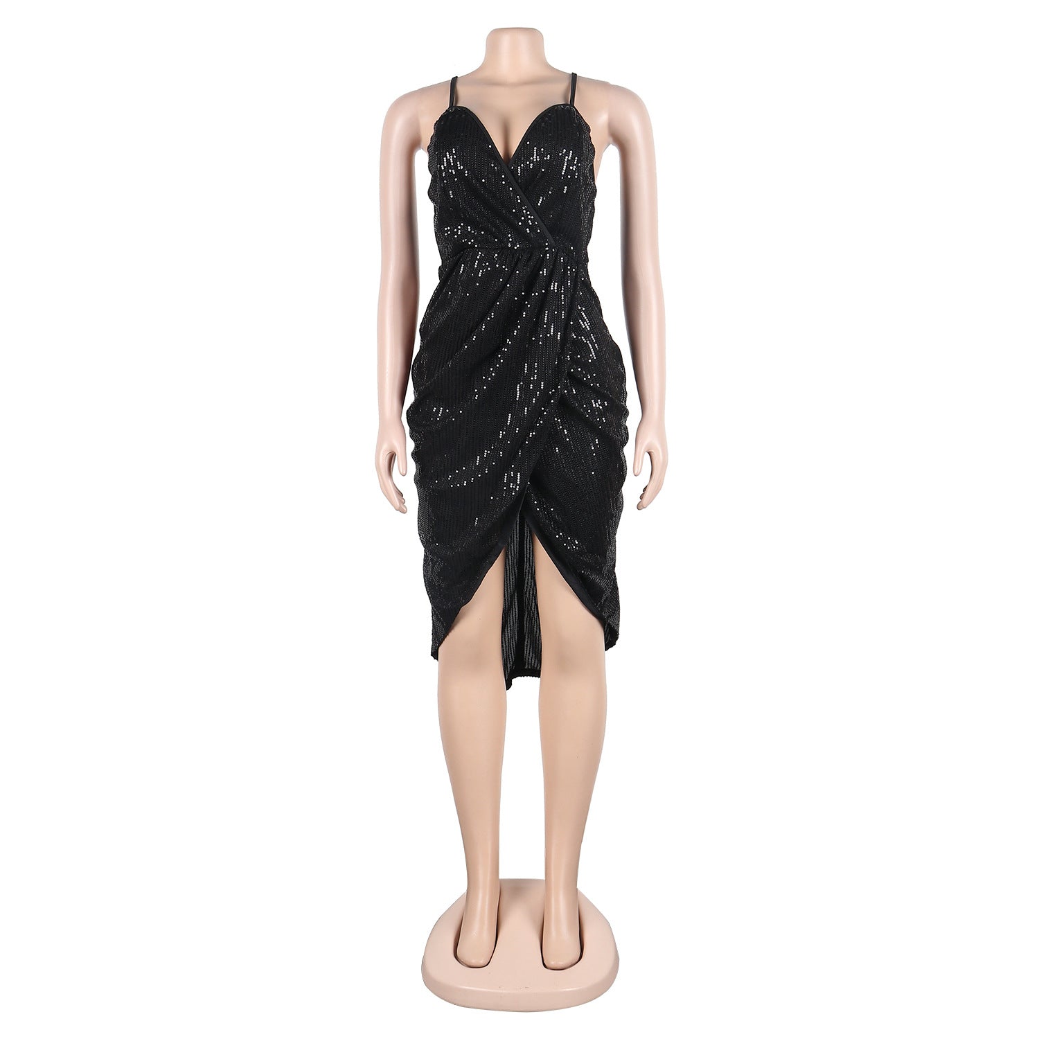 Sexy sequin strap slit dress nightclub dress 32