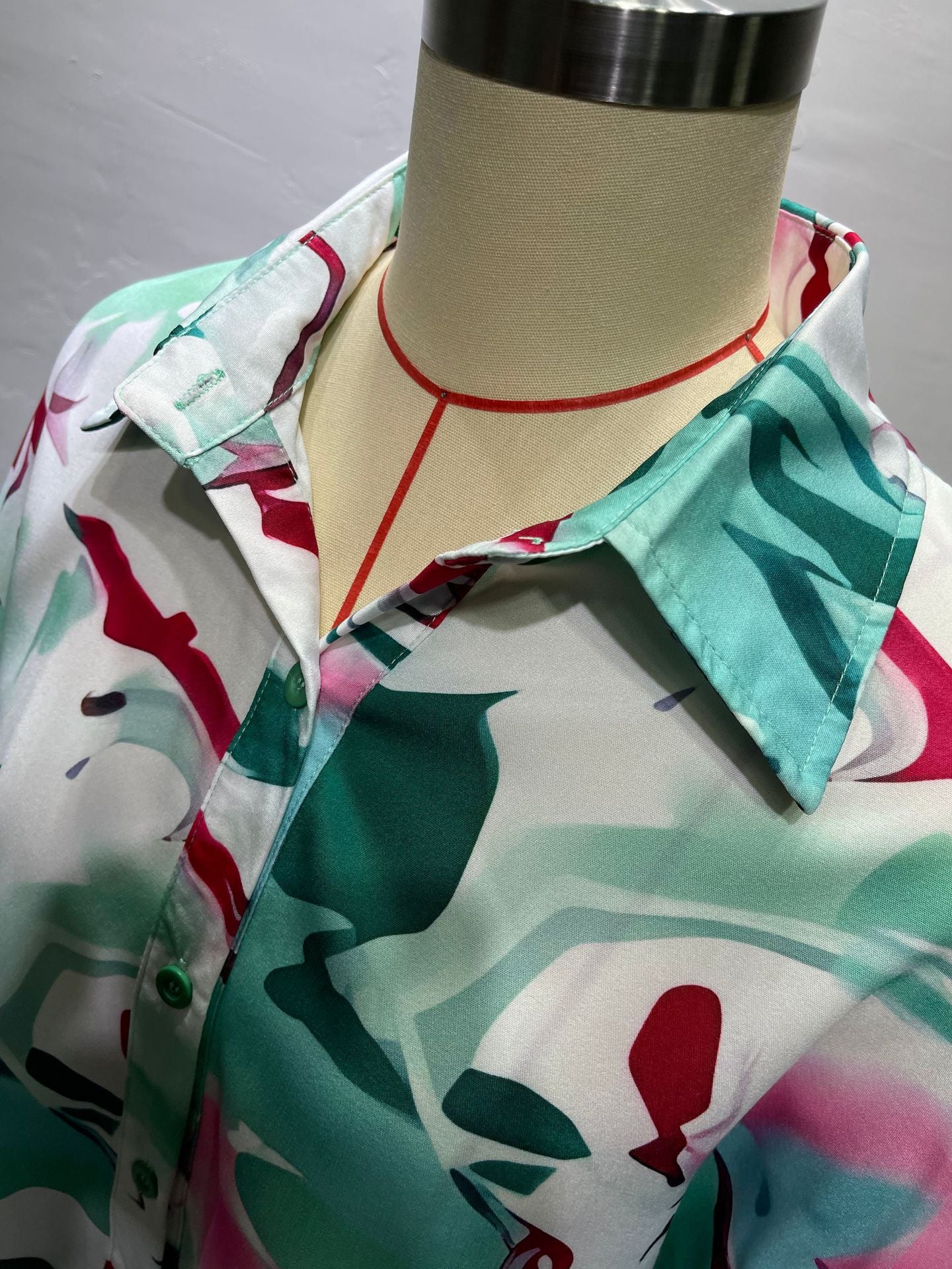 Plus Size Women Print Casual Loose Turndown Collar Shirt + High Waist Wide Leg Pants Two Piece Set 12