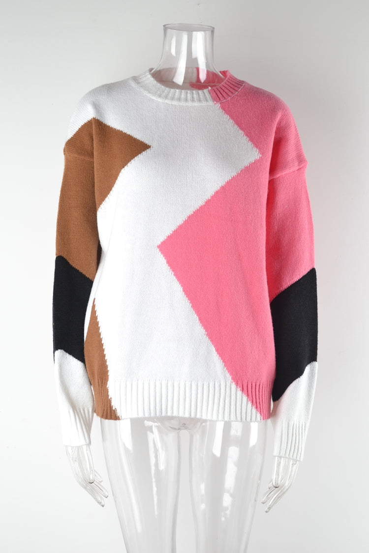 Winter Basic Diamond Pullover Sweater Long Sleeve Round Neck Hipster Plus Size Knitting Shirt 20