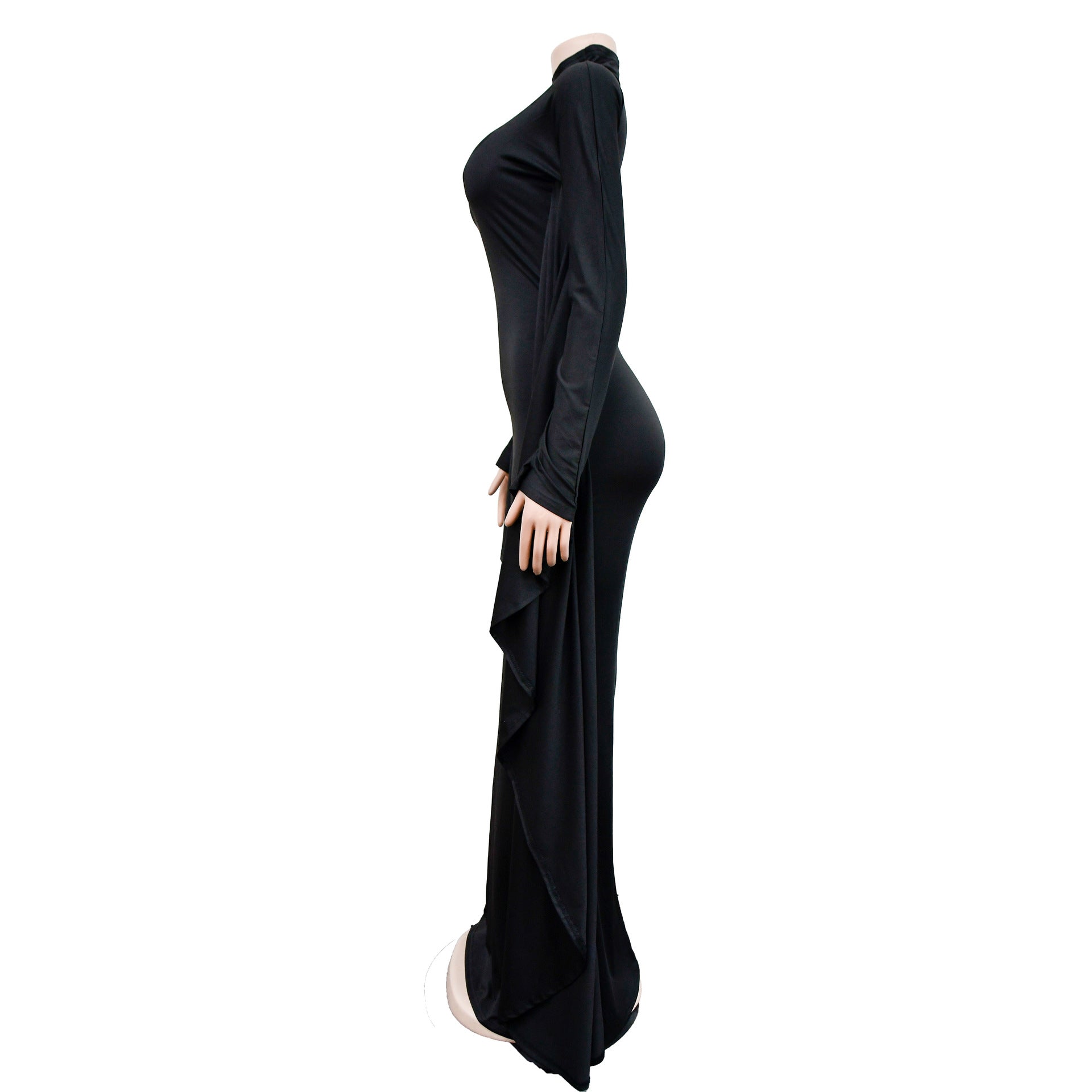 Women's fashion solid color bat style long-sleeved long dress 18