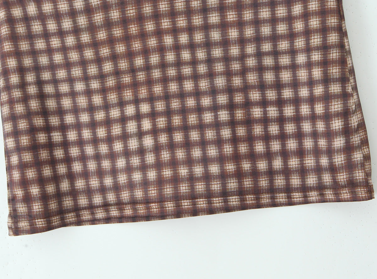 Cami Top and Low-Waist Bodycon Skirt Plaid Lace Patchwork Set 22