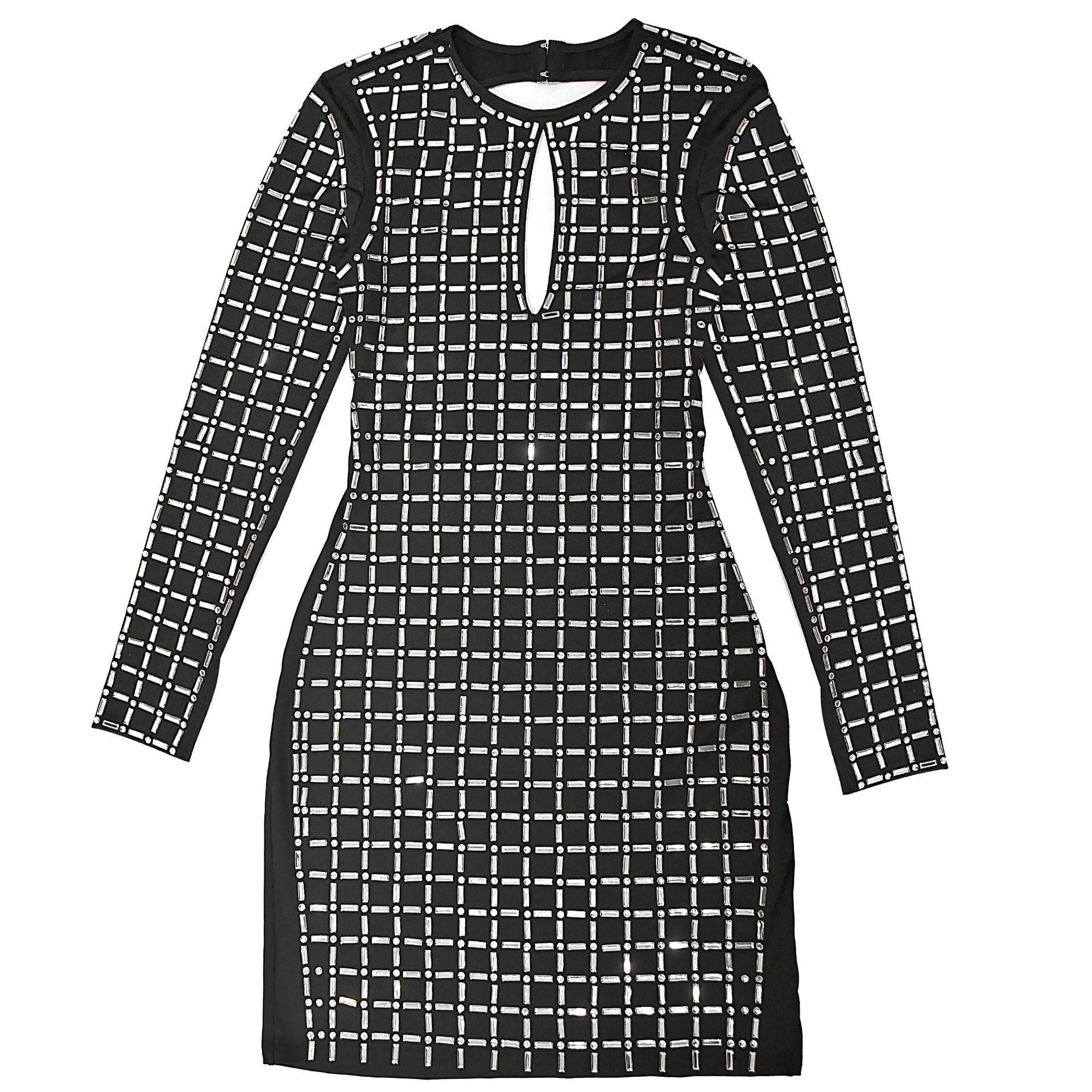 Women Sexy Beaded Long Sleeve Dress 24