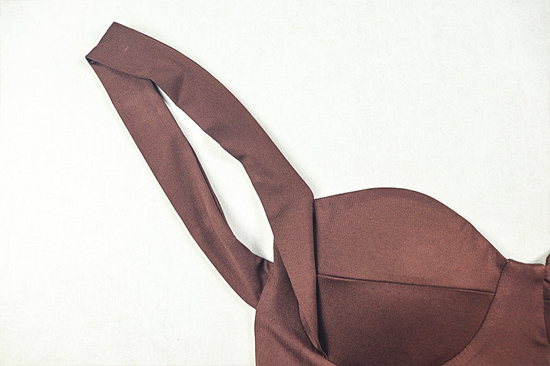 Women solid pleated suspender bodycon dress 11