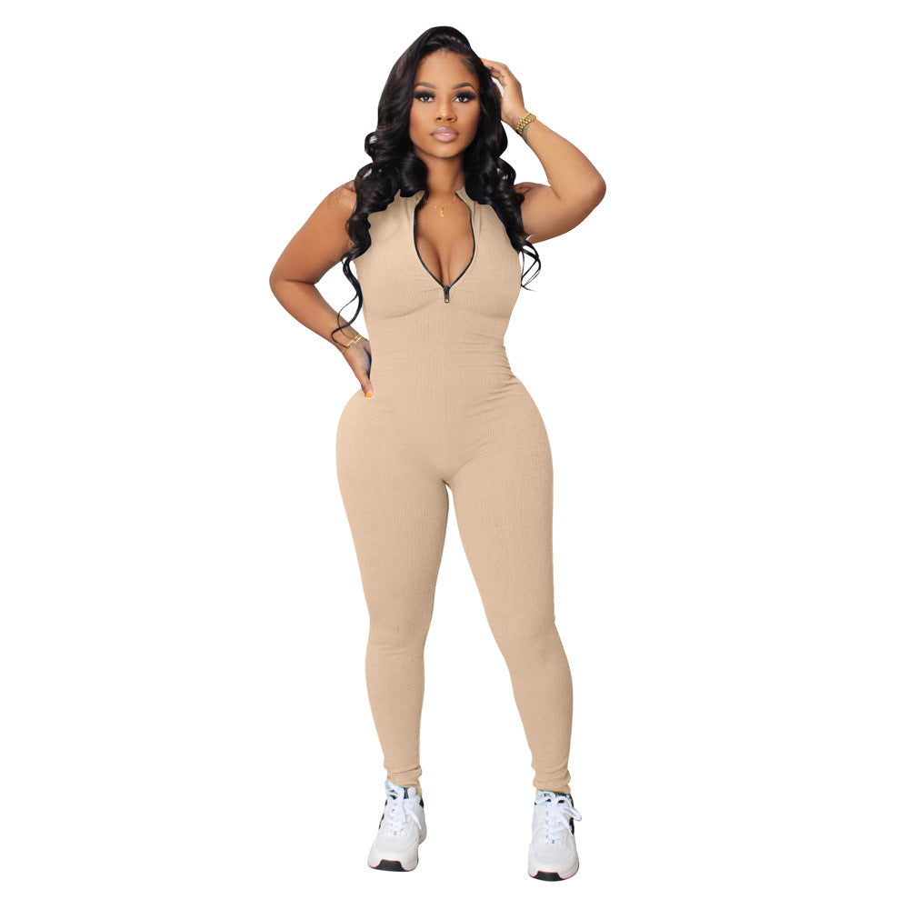 Women stretch zipper Jumpsuit 12
